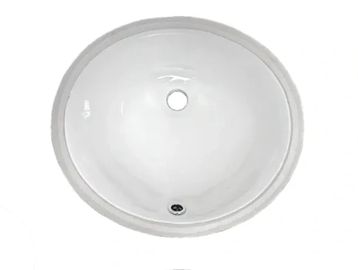 A clean, white oval bathroom sink basin.
