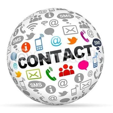 A sphere covered with various colorful communication icons and the word 'CONTACT' in bold.