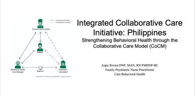 Diagram and title slide of Integrated Collaborative Care Initiative in the Philippines.