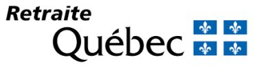 Logo of Retraite Québec with four blue fleur-de-lis symbols.