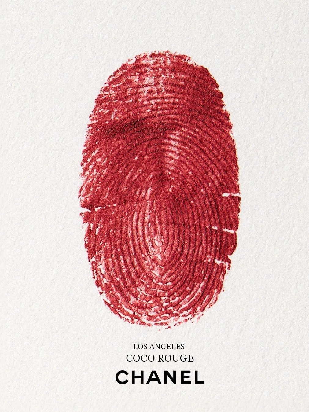 Red fingerprint representing Chanel's Coco Rouge in Los Angeles.