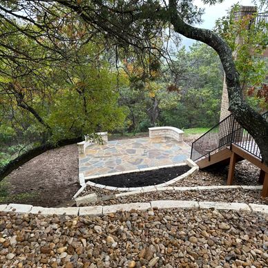 Flagstone Patio with Retaining Walls.