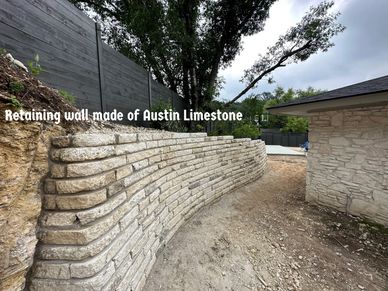 stone retaining wall made of white limestone