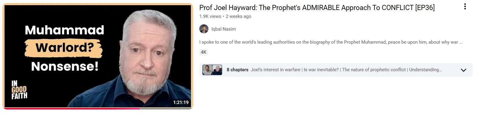 New Podcast with Prof. Joel Hayward on the Life of Muhammad ﷺ December 2025
(Click to watch)