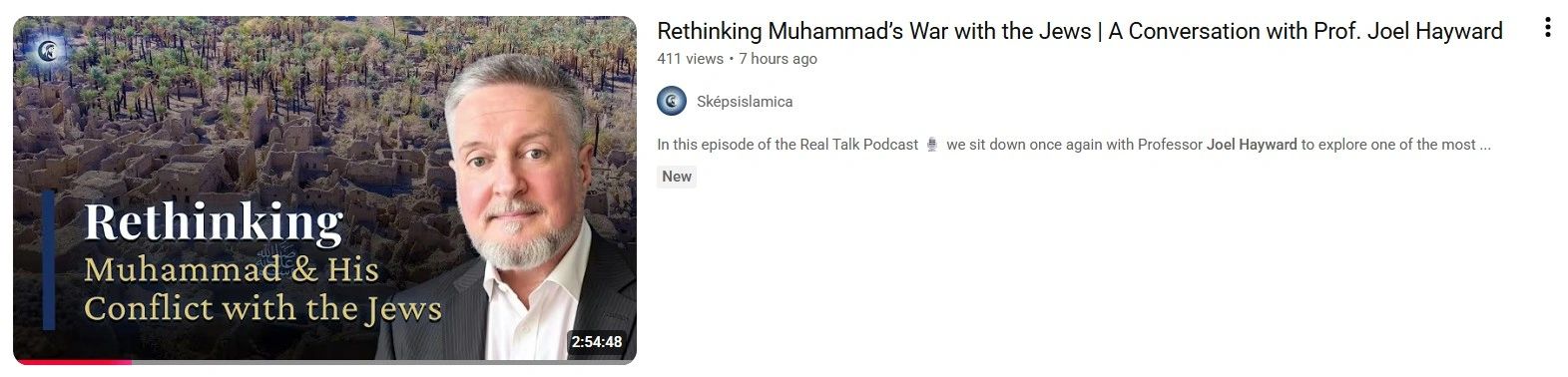 New Podcast with Prof. Joel Hayward on Muhammad's ﷺ relationship with Jews, November 2025
(Click to 