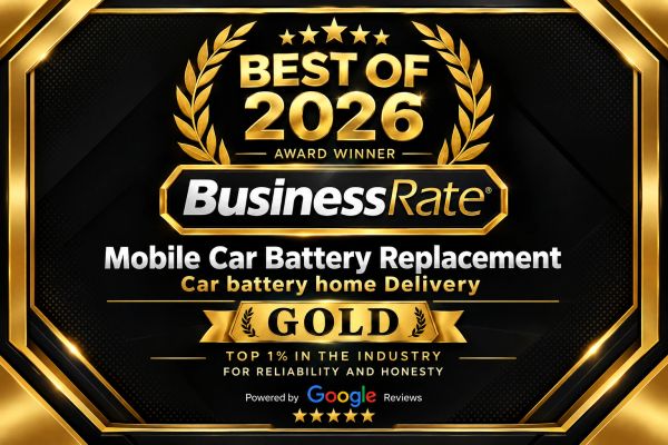 Best of 2026 BusinessRate award for mobile car battery replacement.