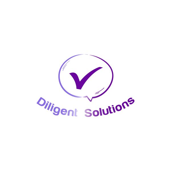 Logo with a purple checkmark and text 'Diligent Solutions'.