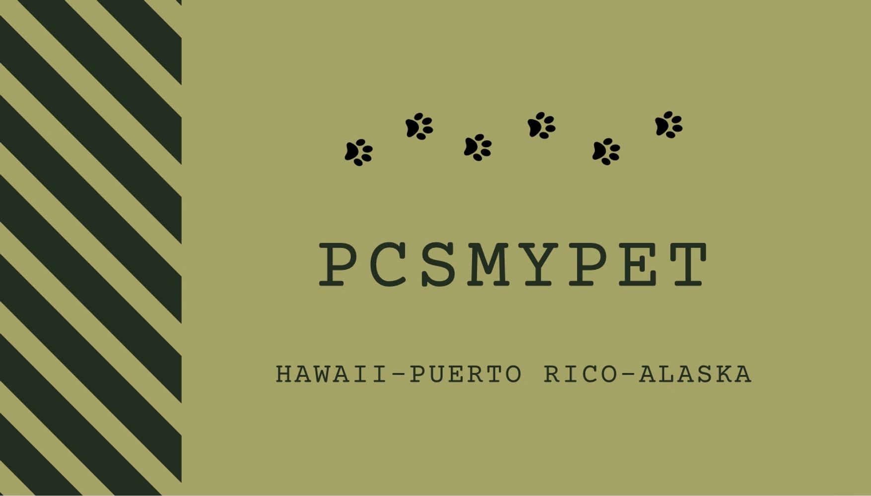 Logo design for PCSMYPET featuring paw prints and location names.