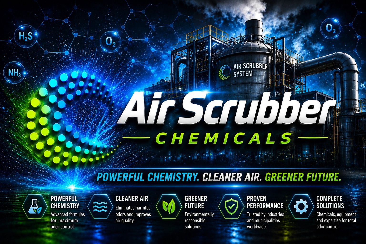 Air Scrubber Chemicals promotes powerful chemistry for cleaner air and a greener future.