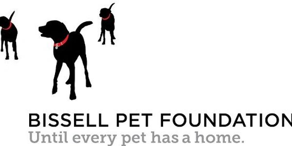 Logo of Bissell Pet Foundation with silhouettes of dogs wearing red collars.