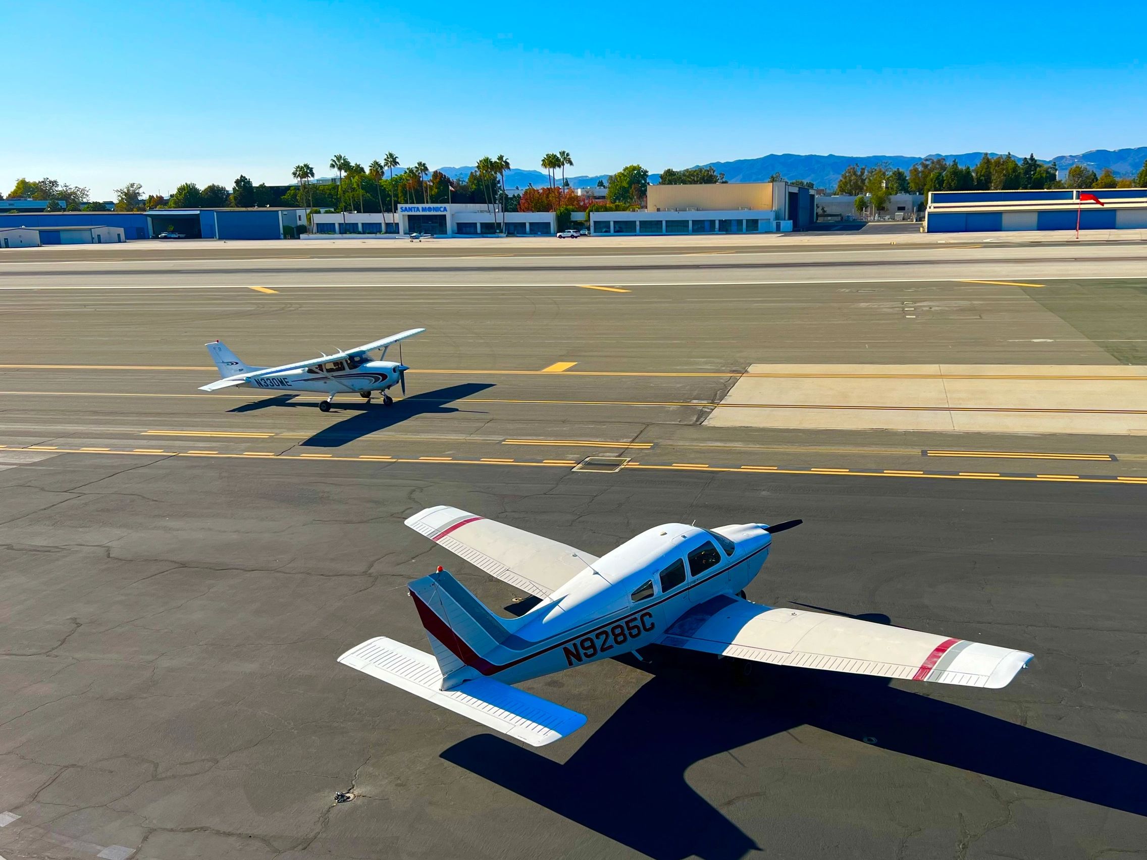 Cessna and a piper at the airport 
