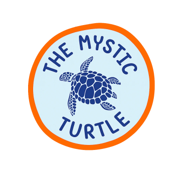 Logo of The Mystic Turtle with a sea turtle illustration.