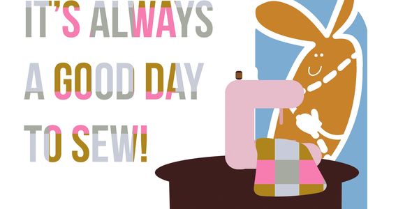 The carrot sewing fabric on a sewing machine. Fabric designs by thecarrotandcompany.com