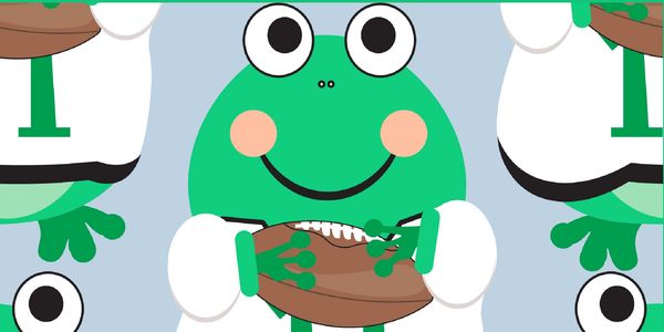 Frog with a football fabric design by thecarrotandcompany.com