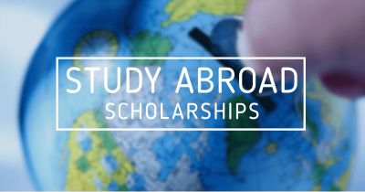 Study abroad scholarships promotion with globe.