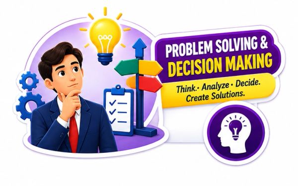 Illustration of problem solving and decision making concepts.