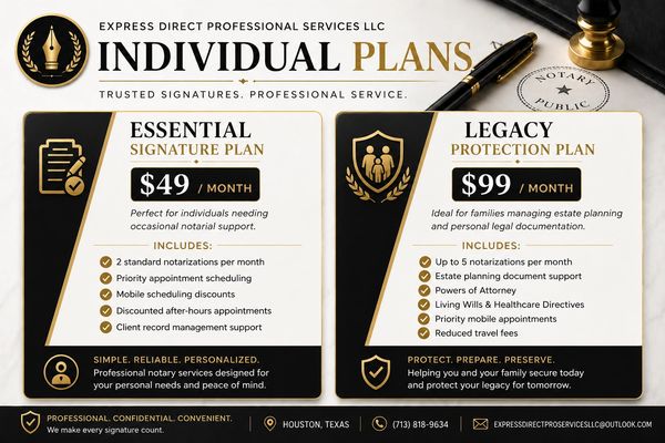 Professional individual plans for notary services starting at $49/month.