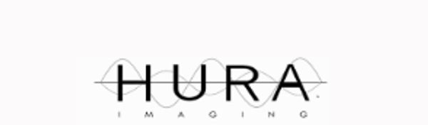 Logo of Hura Imaging with stylized text and wave elements.