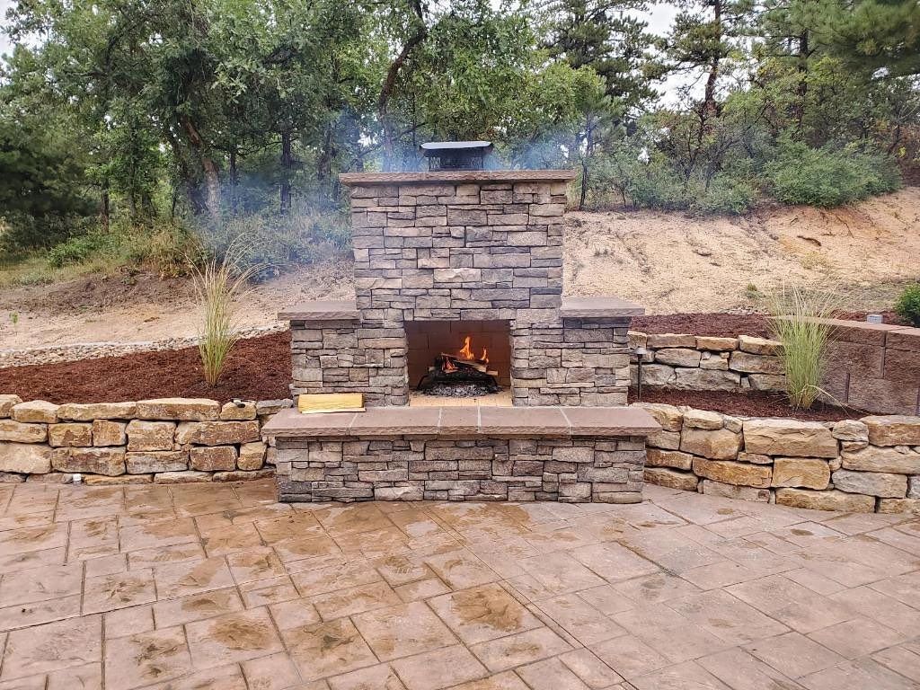 Outdoor Patio Fireplace and Stone
