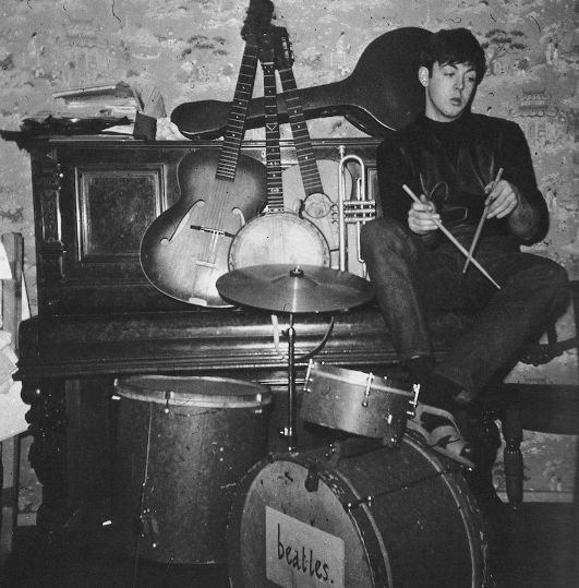 Paul and his instruments. Photo credit; Mike McCartney