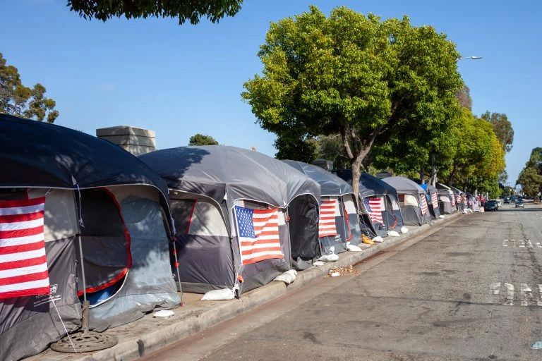 Tent City at the West  Los Angeles Va Medical Center. 