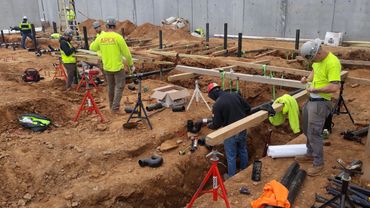 Plumbing rough in showing underground drain lines and mains in State College, PA