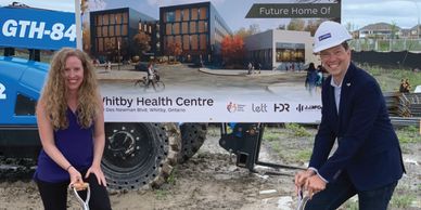 Chris Leahy with Dr Nathalie Leahy at the sod turning ceremony for the new Whitby Health Centre.