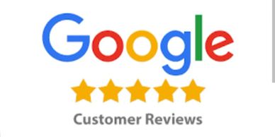 Google logo with five-star customer reviews below.