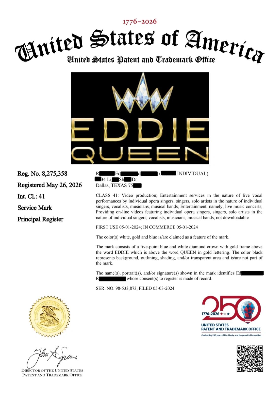 YO SOY EL UNICO ARTISTA QUE PUEDE USAR EL NOMBRE "EDDIE QUEEN" EN EL AMBITO MUSICAL.