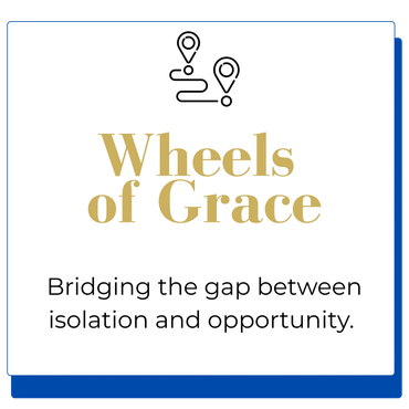 Logo of Wheels of Grace with a tagline about bridging isolation and opportunity.