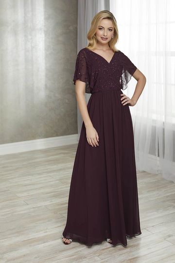 CHRISTINA WU 17927 BEADED GOWN MOTHER OF THE BRIDE GROOM A-LINE COMFORTABLE KW SLEEVES