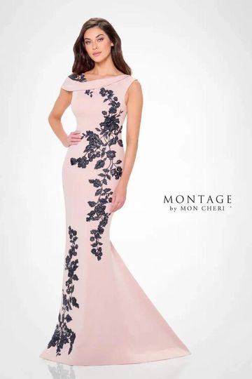 Montage m901 asymmetric mother of the bride groom modern chic elegant gown lace floral spring summer