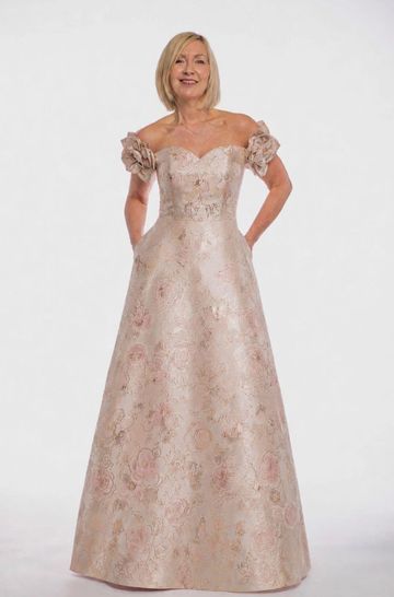 Enchanted E40268 a-line gown floral brocade mother of the bride groom garden party spring elegant