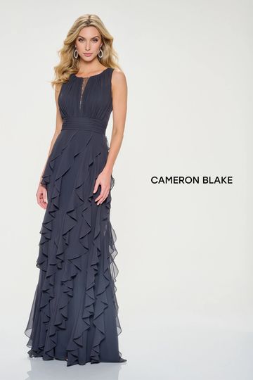 Cameron Blake CB213 ruffled chiffon mother of the bride sleeveless beach wedding spring summer gown