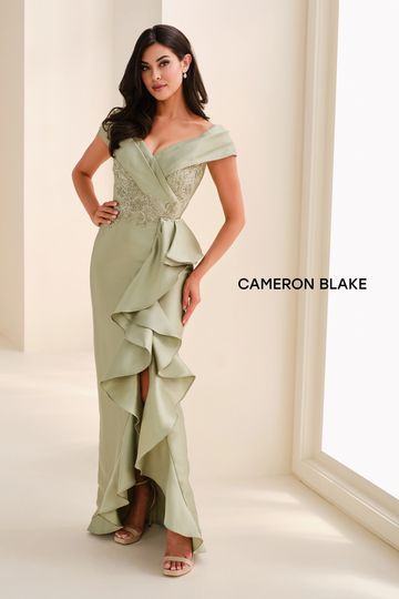 CB23 | Cameron Blake Mother of the bride off the shoulder dress elegant kw cambridge guelph ontario