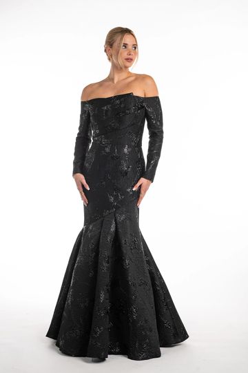 Enchanted Evening Canadian designer long sleeve black tie gown elegant mother of the bride groom
