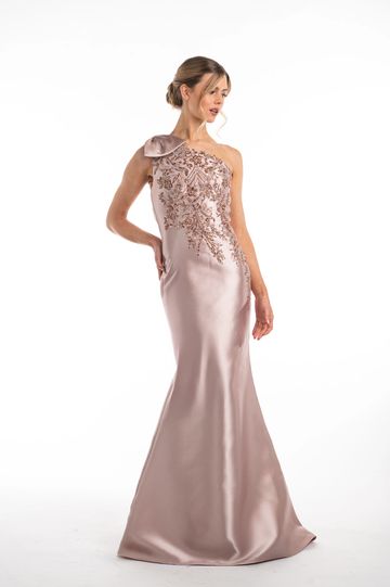 Enchanted Evening E40227 one shoulder satin beaded elegant gown mother of the bride groom