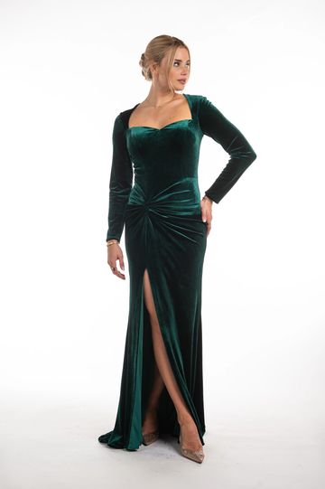 Enchanted E40239 velvet gown Canadian comfortable long sleeves fitted mother of the bride groom 