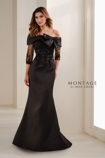 M3111 | Montage by Mon Cheri Elegant Off shoulder mother of the bride groom gown long, 3/4 sleeves