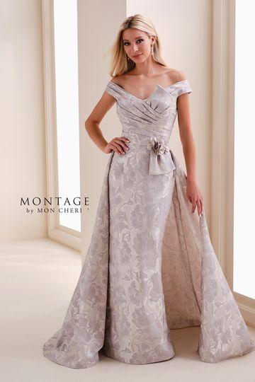 M4201 - Montage by Mon Cheri Off the shoulder mother of the bride/groom dress Ontario Elegant Modern