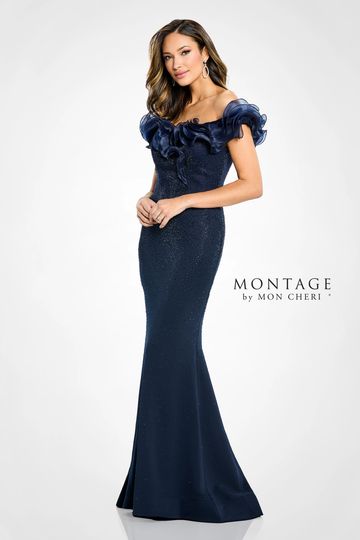 M503 Montage Mon Cheri fit and flare off-the-shoulder stretch crepe gown
mother of the bride/groom 