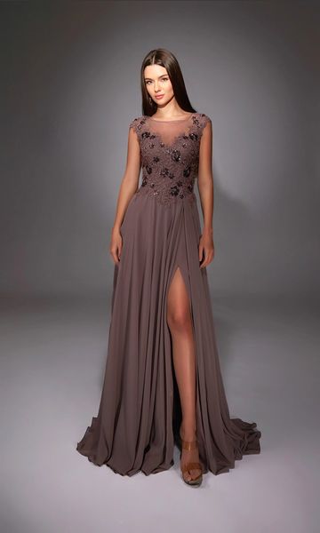 ALINE MOTHER OF THE BRIDE DRESS W CAP SLEEVE, MODERN, BEADED BODICE CHIFFON SKIRT KW ONTARIO