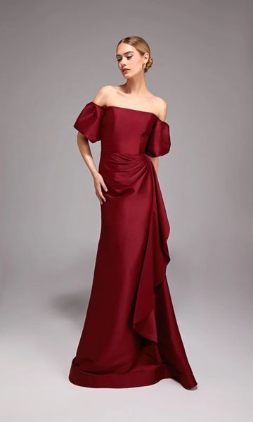 MIKADO SATIN RUCHED SKIRT FLATTERING MOTHER OF THE BRIDE GROOM DRESS WITH SLEEVES KW ONTARIO STORE