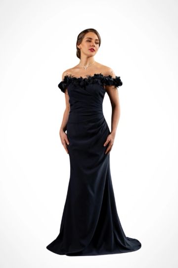 E40204 Enchanted Evening Mother of the bride/groom fit and flare feather gown ontario kitchener kw