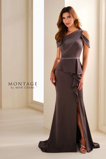 Montage MC3107 unique asymmetric gown beaded glamorous elegant evening mother of the bride groom