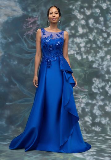 MGNY 2070021 formal evening gown overskirt floral sequins mother of the bride groom spring summer
