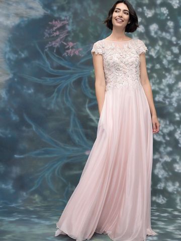 MLNY 2070022 a-line flowing gown beading floral short sleeves mother of the bride