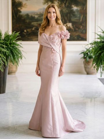 MLNY 2070036 floral elegant draped mother of the bride groom gown dress