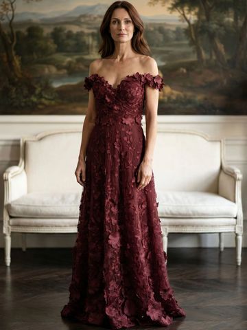 MLNY 2070062 lace floral elegant formal mother of the bride off the shoulder gown a-line
