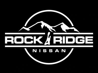 Black and white logo of Rock Ridge Nissan with mountain design.